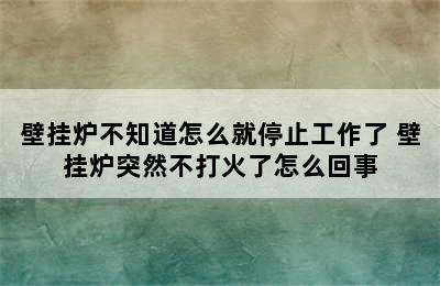 壁挂炉不知道怎么就停止工作了 壁挂炉突然不打火了怎么回事